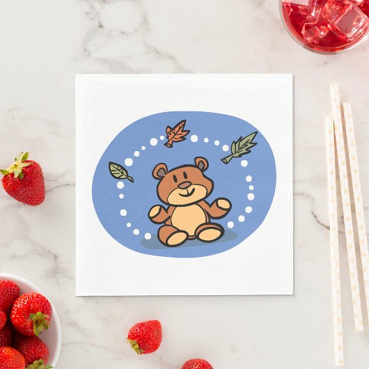 Serviette En Papier Ours d'automne avec Feuilles en chute