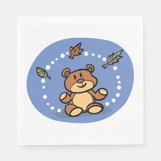 Serviette En Papier Ours d'automne avec Feuilles en chute (Devant)