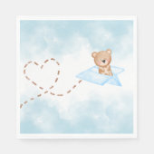 Serviette En Papier Ours d'avion bleu - Baby shower (Devant)