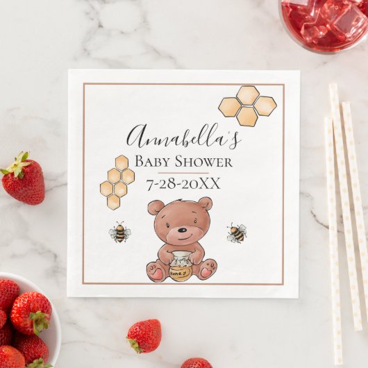 Serviette En Papier Ours de miel et abeilles (En situation)