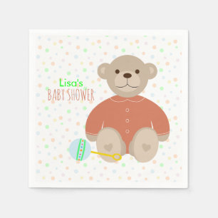 Serviette En Papier Ours de nounours habillé dans le baby shower de