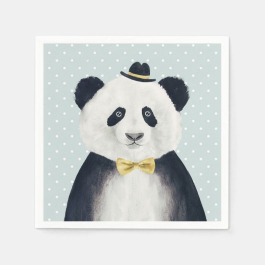 Serviette En Papier Ours de panda aquarelle (Devant)