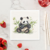 Serviette En Papier Ours de panda avec bambou (En situation)