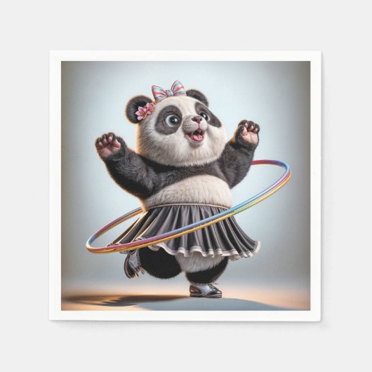 Serviette En Papier Ours De Panda Avec Hula Hula Hula Hoop Arc En Ciel (Devant)
