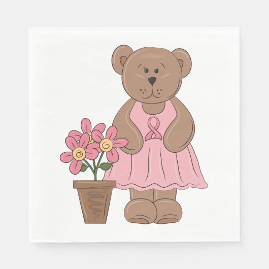 Serviette En Papier Ours de sensibilisation au cancer du sein en robe  (Devant)