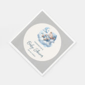 Serviette En Papier Ours dormant sur nuage bleu & gris baby shower gar (Coin)