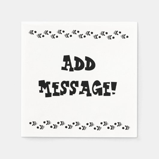 Serviette En Papier Ours Empreintes de pattes, Ajouter un message! (Devant)