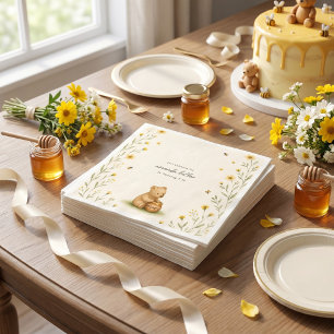 Serviette En Papier Ours en Fleur de Miel Fête de Naissance Bébé