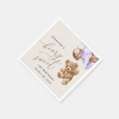 Serviette En Papier Ours En Jeu, Ballons Violets, Premier Anniversaire (Coin)