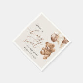 Serviette En Papier Ours En Joue, Ballons Brown, Premier Anniversaire (Coin)