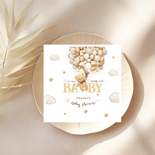 Serviette En Papier Ours en or beige Ballons Baby Shower 