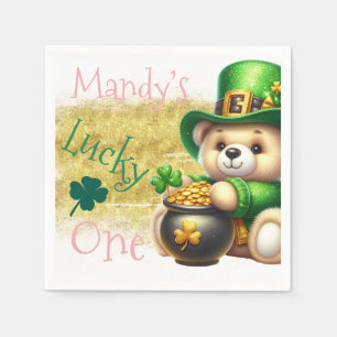 Serviette En Papier Ours en or de la Saint-Patrick anniversaire Lucky