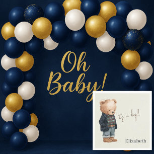 Serviette En Papier Ours en peluche à nom personnalisé C'est un garçon