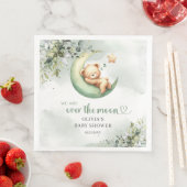 Serviette En Papier Ours en peluche au-dessus de la lune boho verdure (En situation)
