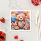 Serviette En Papier Ours en peluche avec arc-en-ciel (En situation)