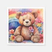 Serviette En Papier Ours en peluche avec arc-en-ciel (Devant)