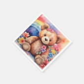 Serviette En Papier Ours en peluche avec arc-en-ciel (Coin)