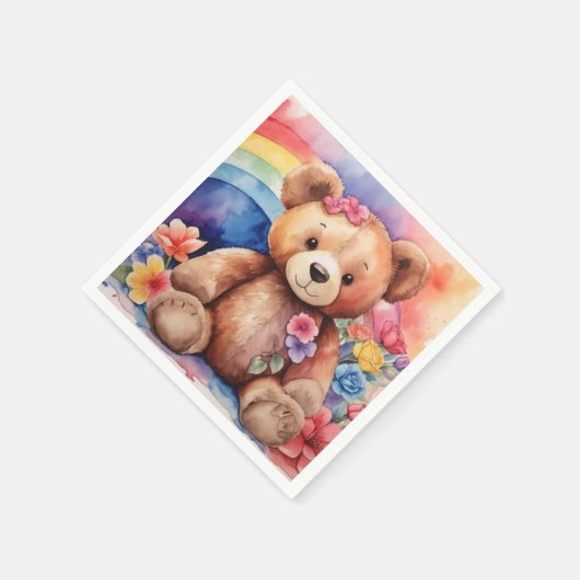 Serviette En Papier Ours en peluche avec arc-en-ciel (Coin)