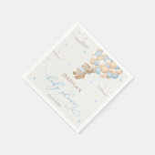 Serviette En Papier Ours en peluche avec Baby shower Ballons Bleus (Coin)