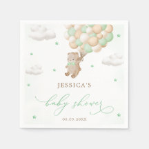 Ours en peluche avec Baby shower Ballons verts