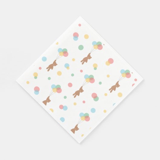 Serviette En Papier Ours en peluche avec ballons (Coin)
