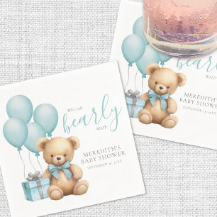 Serviette En Papier Ours en peluche ballon bleu pour Baby Shower