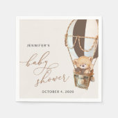 Serviette En Papier Ours en peluche, Ballon Brown à air chaud, Baby sh (Devant)