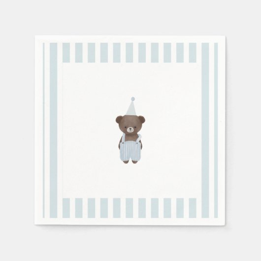 Serviette En Papier Ours en peluche bleu (Devant)