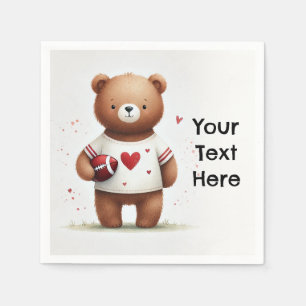 Serviette En Papier Ours en peluche de football pour la Saint-Valentin