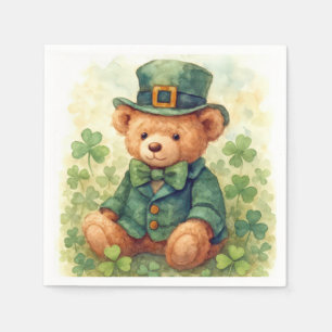 Serviette En Papier Ours en peluche de la Saint-Patrick à l'aquarelle