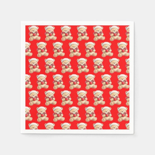 Serviette En Papier Ours en peluche de Noël (Devant)