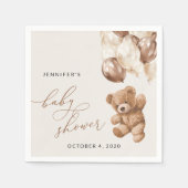 Serviette En Papier ours en peluche, ours bébé, ballons Brown, Baby sh (Devant)