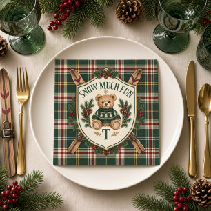 Serviette En Papier Ours en peluche personnalisé Snow Much Fun Tartan