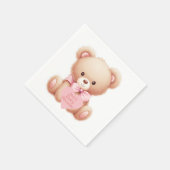 Serviette En Papier Ours en peluche rose (Coin)