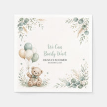 Ours en peluche vert sauge Baby Shower Papier