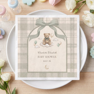 Serviette En Papier Ours en tartan écossais Arche Vert Sauge