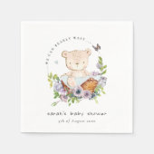 Serviette En Papier Ours En Teddy Cute Dans Panier Fleur Baby shower B (Devant)