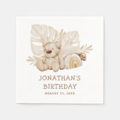Serviette En Papier Ours En Teddy Neutre De Boho. Fête d'anniversaire  (Devant)