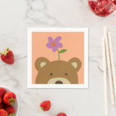 Serviette En Papier Ours et fleurs (En situation)