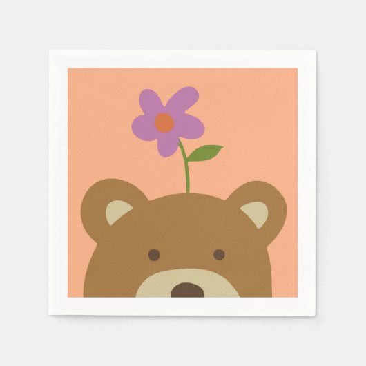 Serviette En Papier Ours et fleurs (Devant)