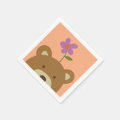 Serviette En Papier Ours et fleurs (Coin)