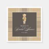Serviette En Papier Ours Féminin Beige Baby Shower Mariage (Devant)