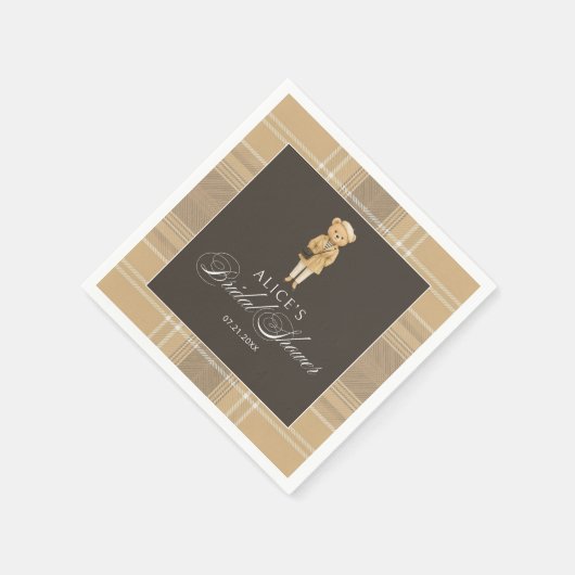 Serviette En Papier Ours Féminin Beige Baby Shower Mariage (Coin)