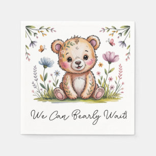 Serviette En Papier Ours Floral Nous Pouvons Attendre Baby shower