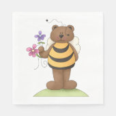 Serviette En Papier Ours habillé en Bumblebee avec Fleurs (Devant)