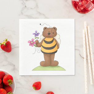 Serviette En Papier Ours habillé en Bumblebee avec Fleurs