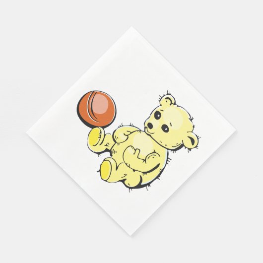 Serviette En Papier Ours Jaune Teddy (Coin)