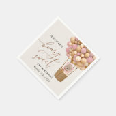 Serviette En Papier Ours mignon, Ballons roses, Premier Anniversaire (Coin)