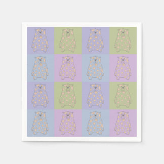 Serviette En Papier Ours mignons sur des fonds colorés avec des points