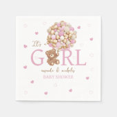 Serviette En Papier Ours minimal Boho avec ballons rose (Devant)